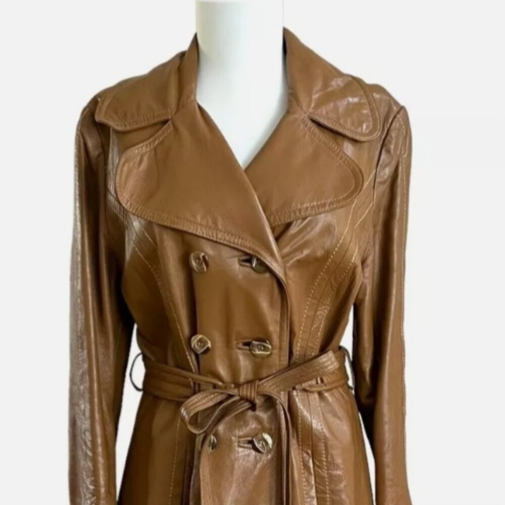 Leather trench coat